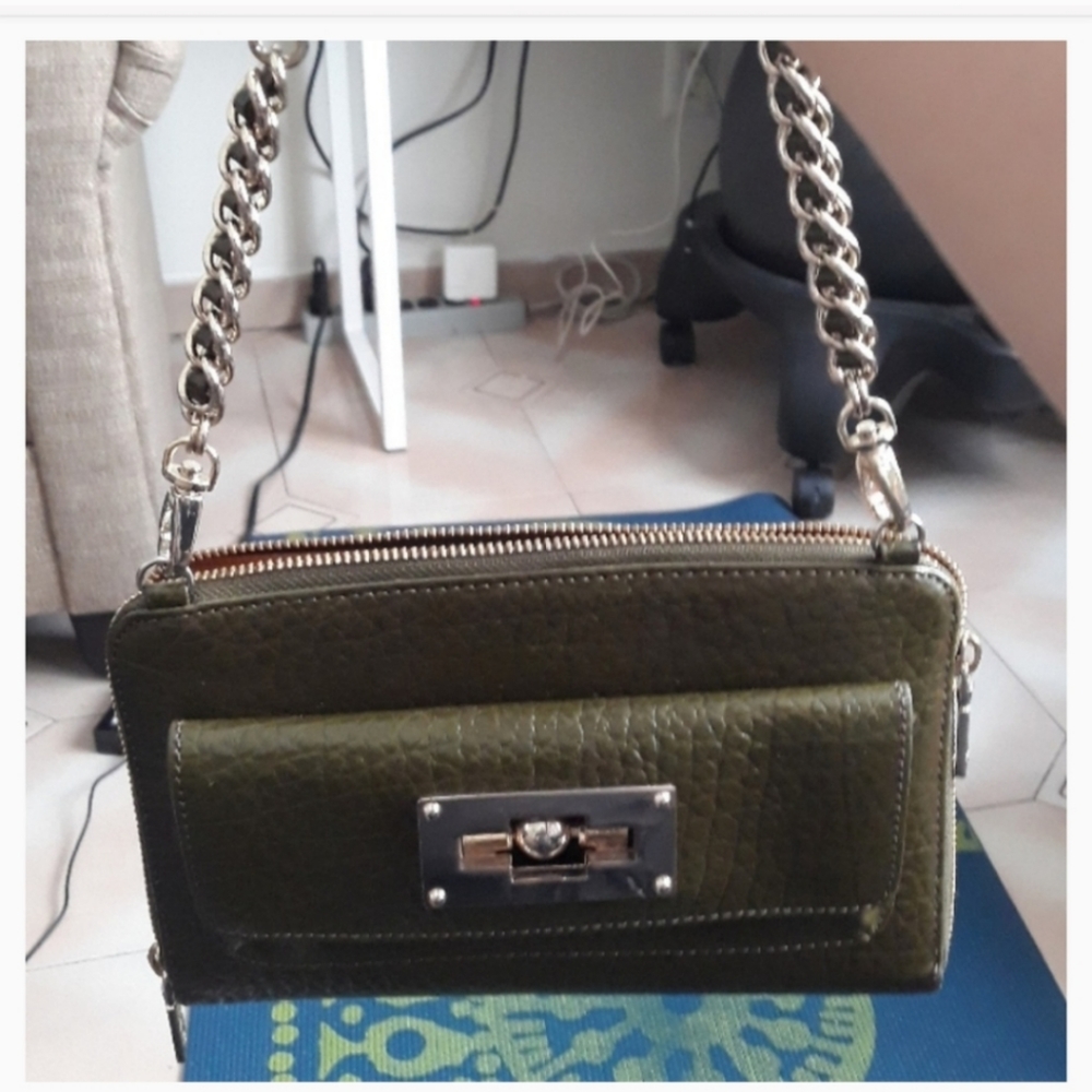 Donna Karan collection convertible leather croc clutch